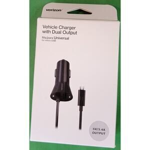 Verizon Vehicle Charger VPC34MICR-M Micro USB Dual Output 5V/3.4A